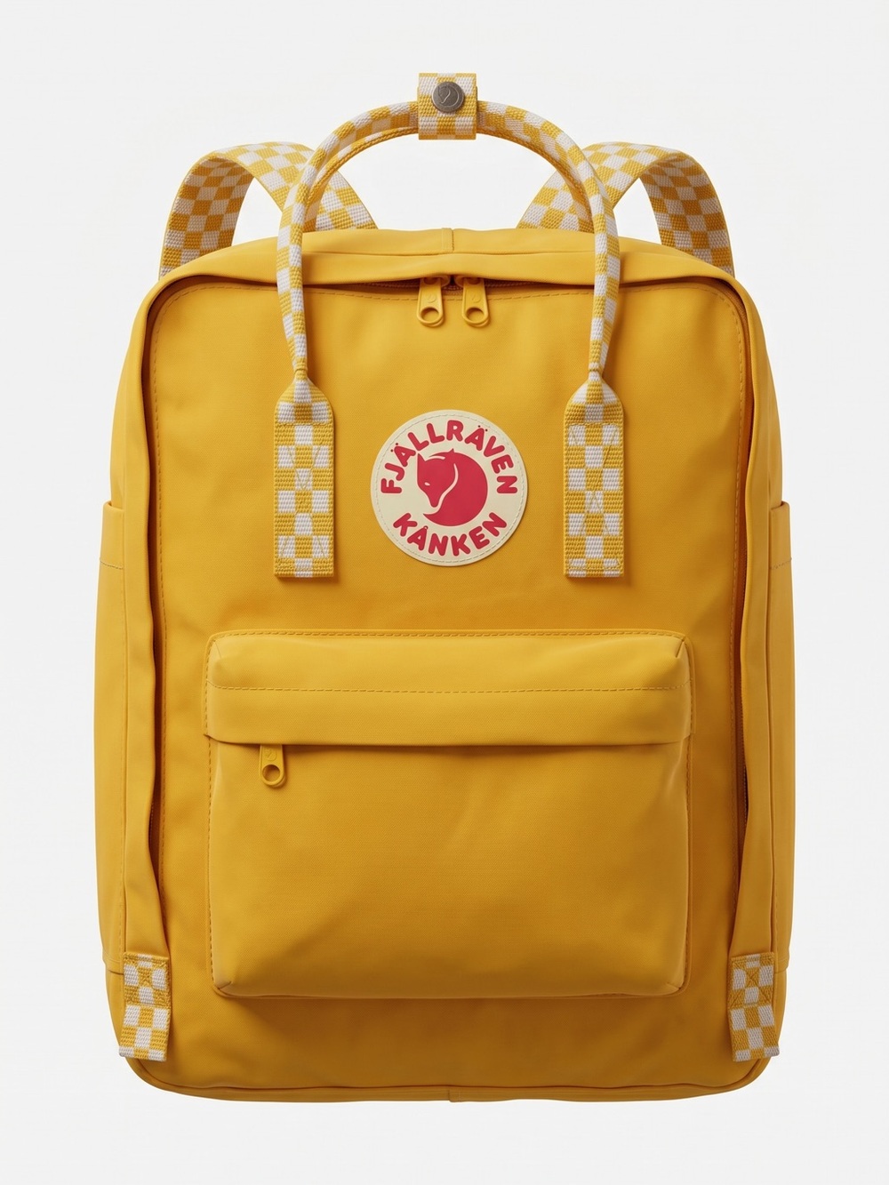 Fjällräven Kånken Limited Edition Backpack in Mustard Yellow Ochre/Chess Pattern
